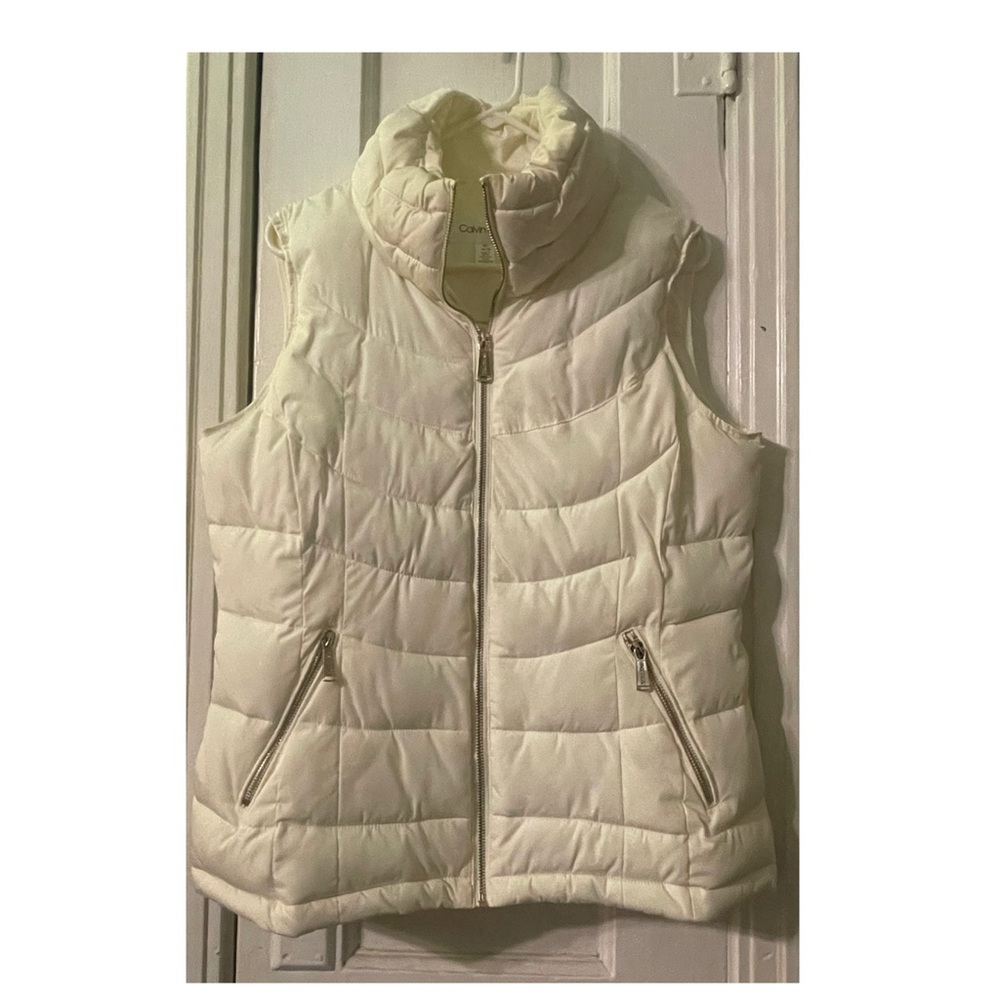 Calvin Klein Cream Quilted Puffer Vest